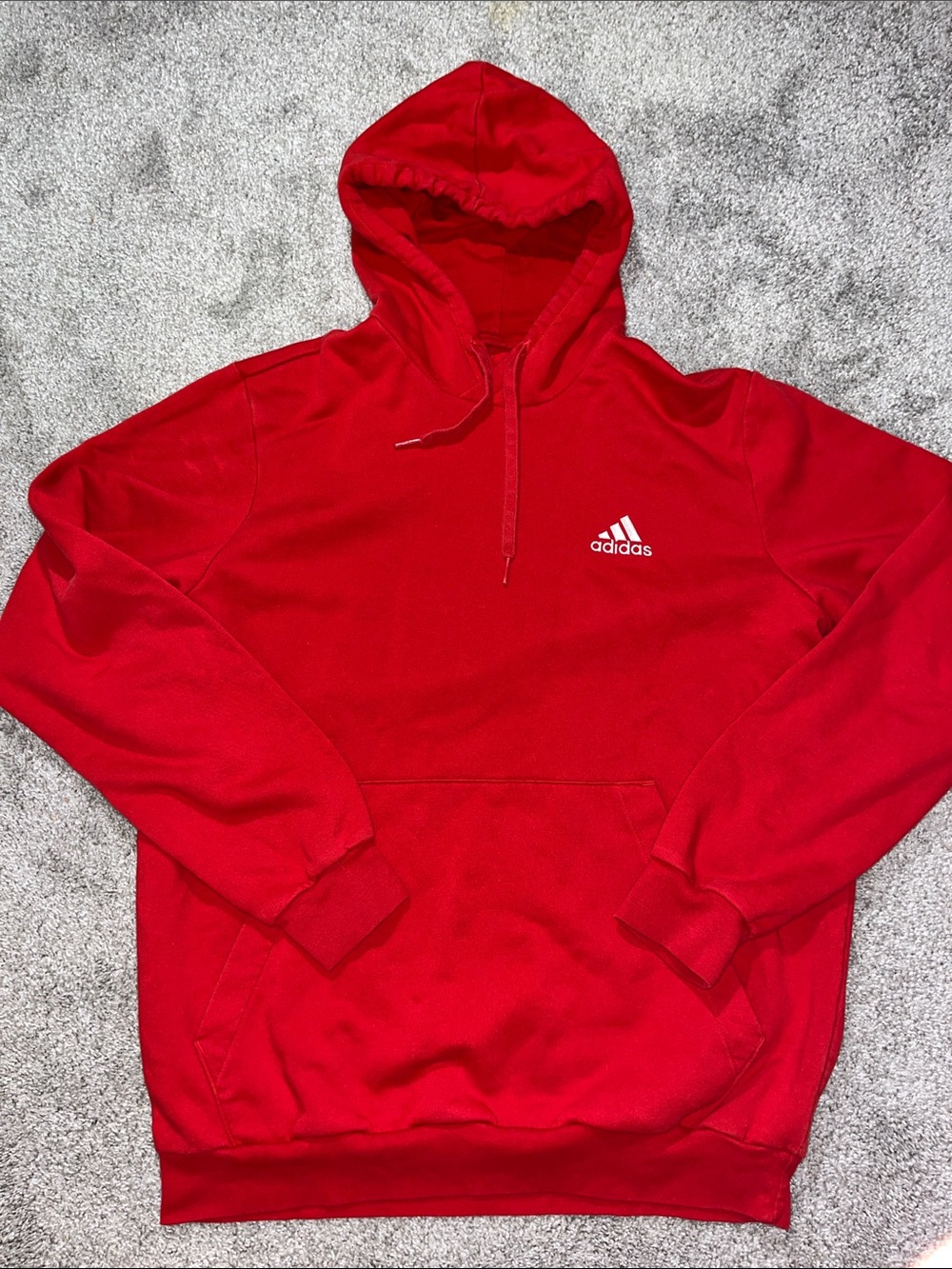 Men's Adidas Red Hooded Hoodie Sweatshirt Fleece pullover Jacket L